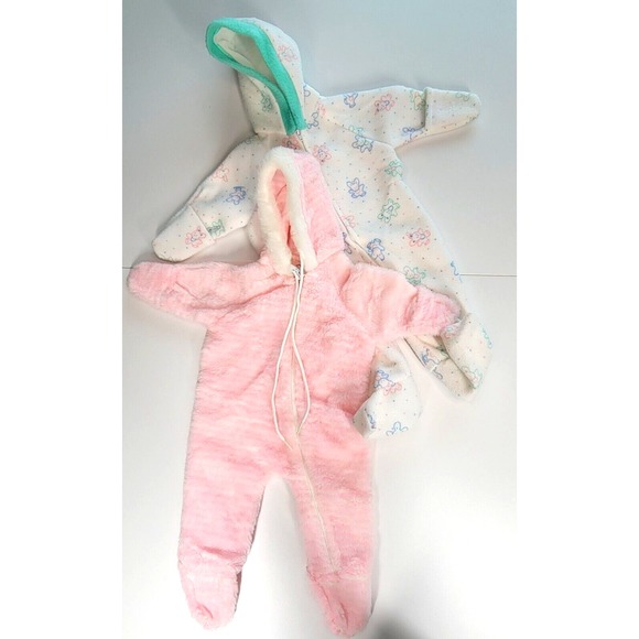 Vintage Lot 2 Cuddle Time Bundles Hooded Pram Suit Footed Pajamas Baby 0-6 Month - Picture 1 of 13
